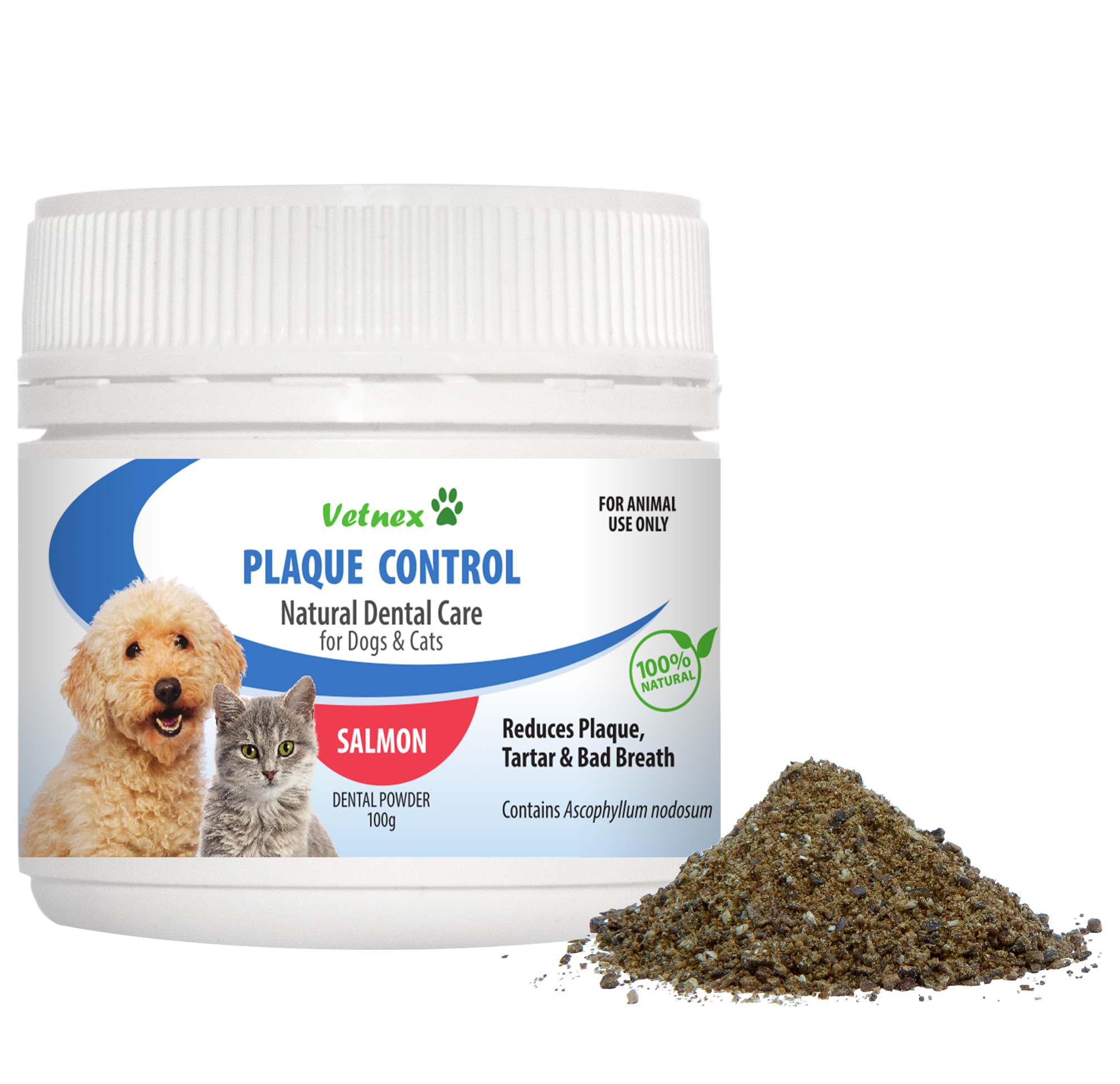 Vetnex Plaque Control Dental Powder (Salmon) for Dogs & Cats 100g 